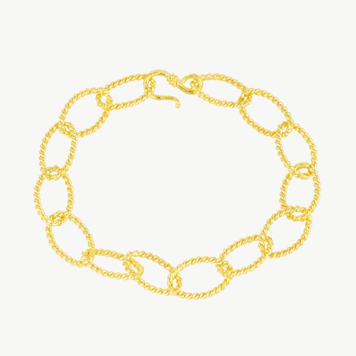 Pulseira de Argolas Elípticas Torcidas em Ouro por atacado de Mejoma