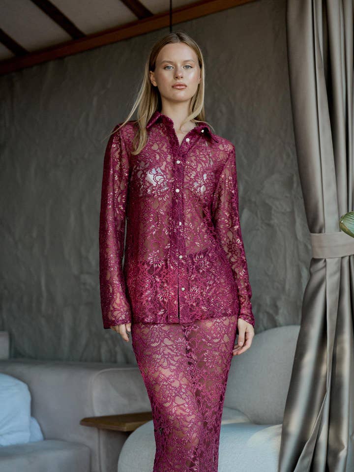 Gilded Lace Purple Shirt for wholesale by JUSTE