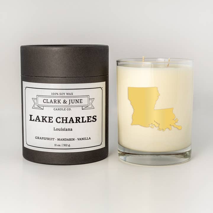Lake Charles |Grapefruit-Mandarin-Vanilla 11oz Soy Candle for wholesale by Clark & June Candle Co.