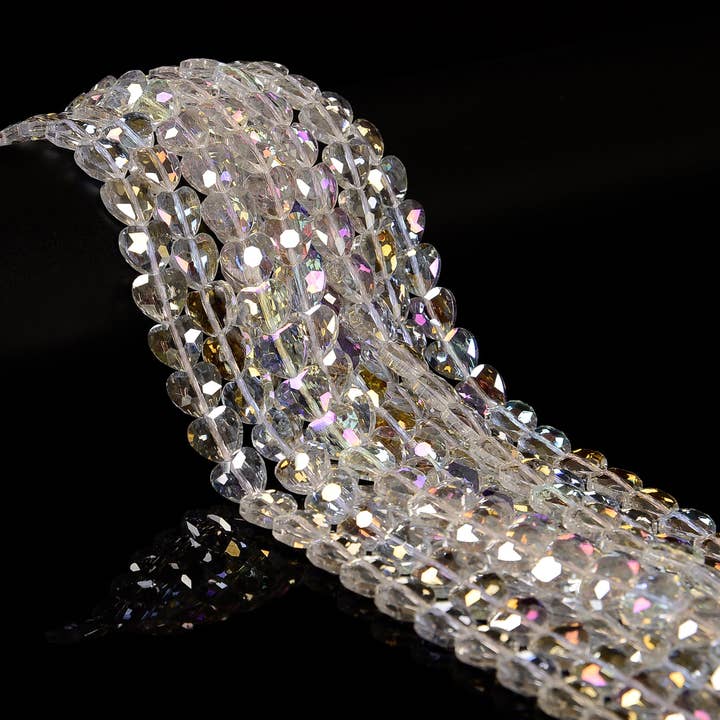 CRCBEADS - Wholesale Beads - Clear AB Crystal Glass Faceted Heart Beads Size 10mm 15.5'' Strand1