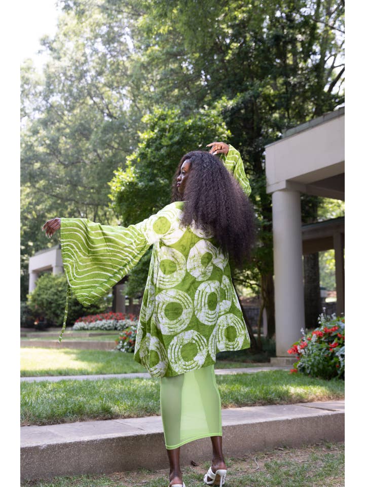 Besida - Wholesale Kimono - Women's - Mafarki Green African Print Hand Dyed Kimono3
