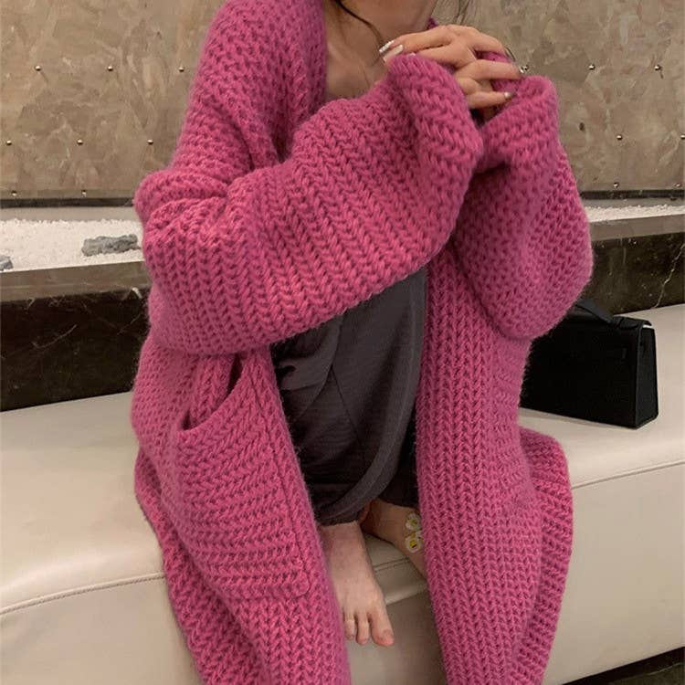 Rosa Clothing - Wholesale Cardigan - Women's - Gentle Soft Hollow Twist Knitted Long Cardigan5