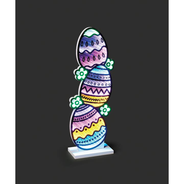 18"H LED Easter Egg Trio Infinity Light Table Decor for wholesale by Roman