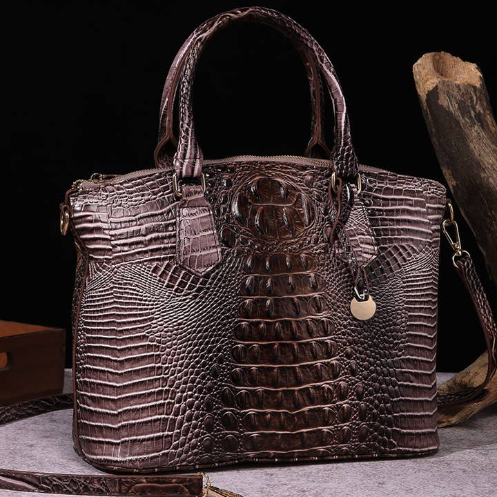 ACCITY - Wholesale Top Handle Bag - Women's - CLASSY CROCODILE PATTERN TOP HANDLE BAG_CWAB057211