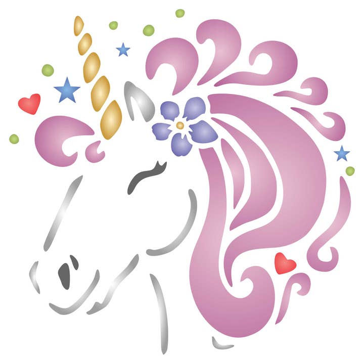 Unicorn Head Stencil | Reuseable | Mylar | 3 sizes for wholesale by Craft Kreatively