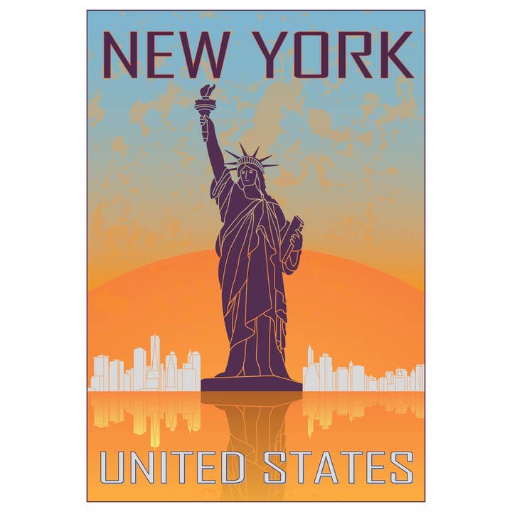Art mural rétro de voyage de la Statue de la Liberté de New York pour la vente par Gotham Gifts