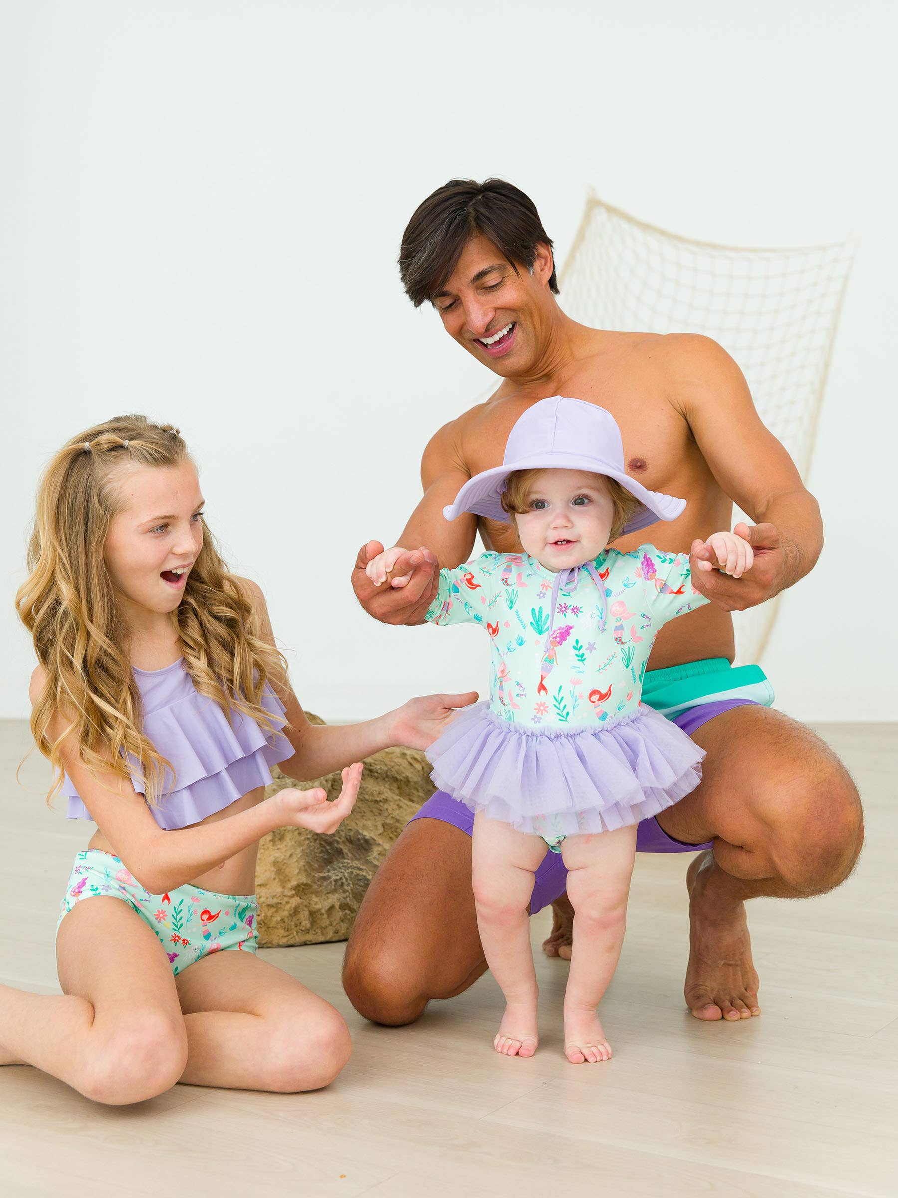 Viola Costume da bagno intero con protezione solare e gonna in tulle per bambine, principessa sirena. in vendita all'ingrosso su Faire6