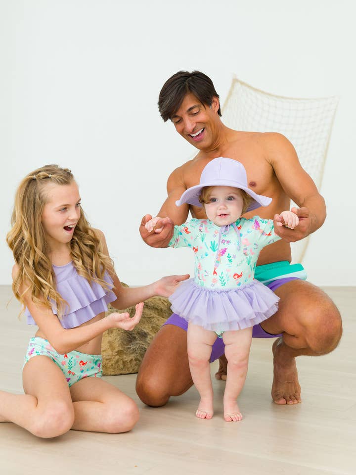 Viola Costume da bagno intero con protezione solare e gonna in tulle per bambine, principessa sirena. in vendita all'ingrosso su Faire6