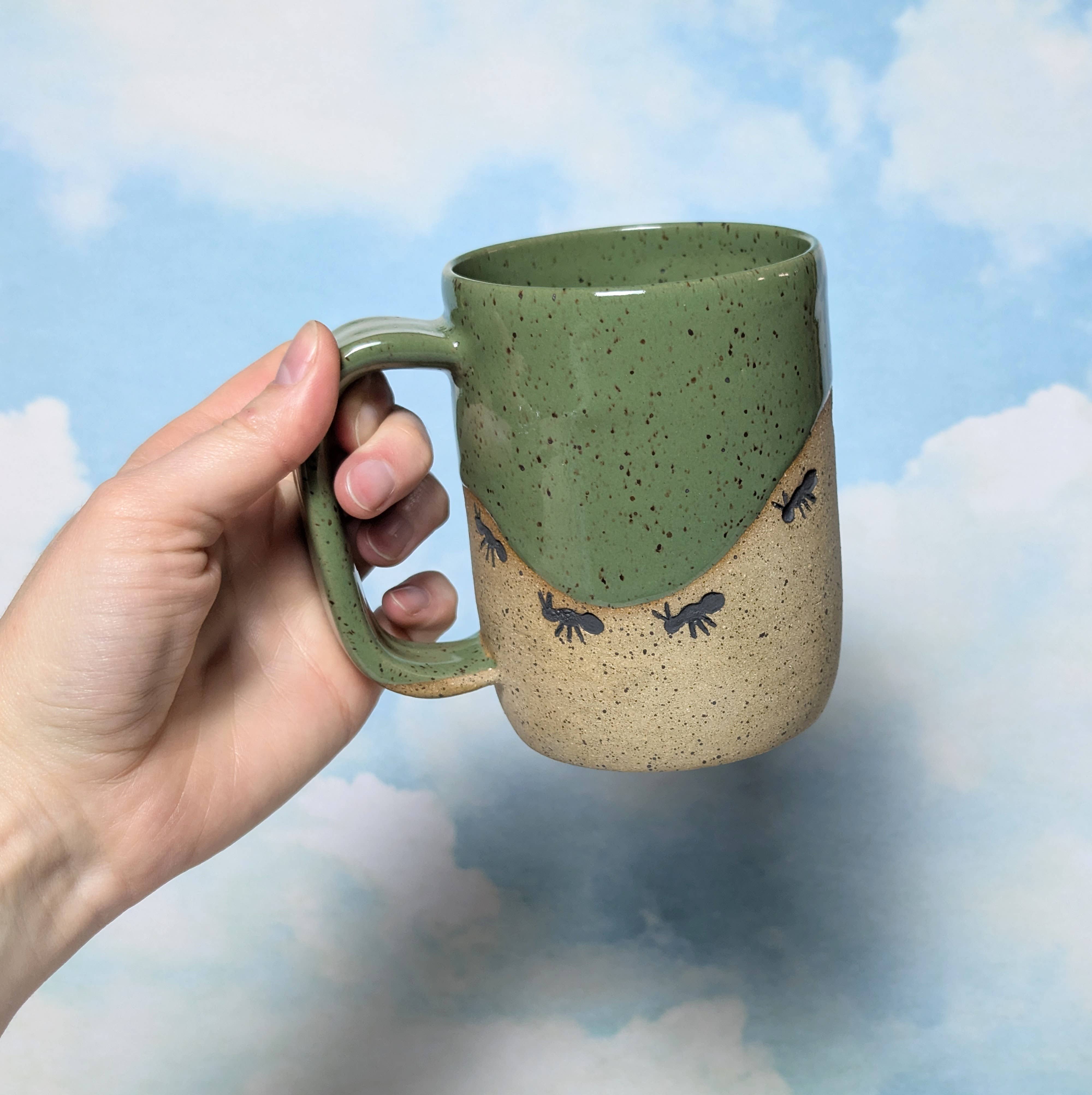 Osso Ceramics - Wholesale Coffee Mug - Ant Stamped Ceramic Mug, Ants on a Hill Mug4