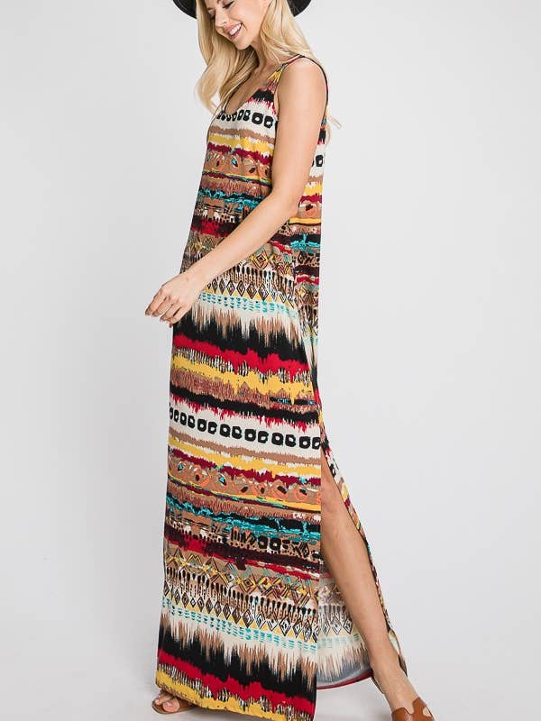 JADE BY JANE – Engroshandel Kjole - Dame – TRIBAL PRINT MAXI KJOLE - KRD41325