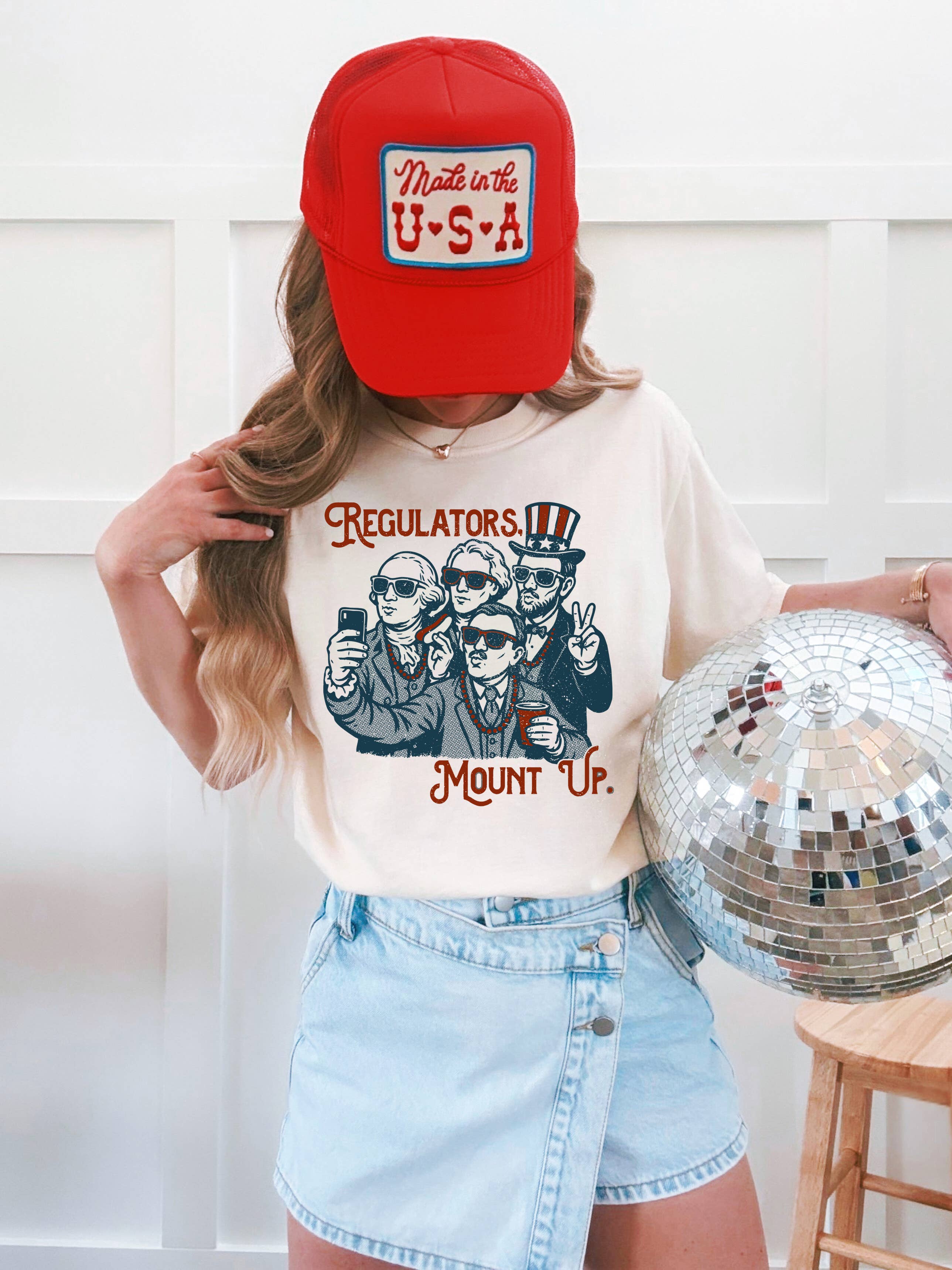 Mugsby - Wholesale Screen Printed T-Shirt - Women's - Regulators Mount Up 4th of July Graphic Tee Shirt, Funny Tee0