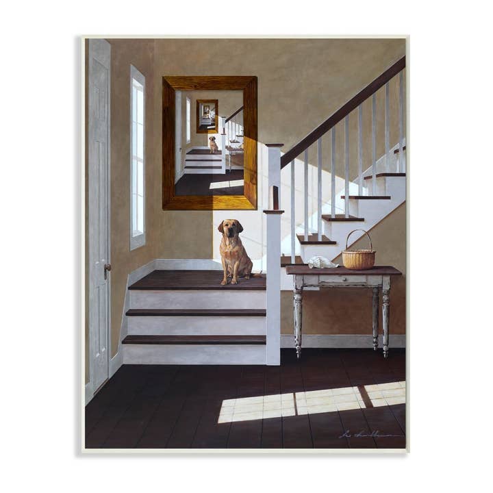 Dog Infront of Pet Portrait Charming Country Interior for wholesale by Stupell Industries