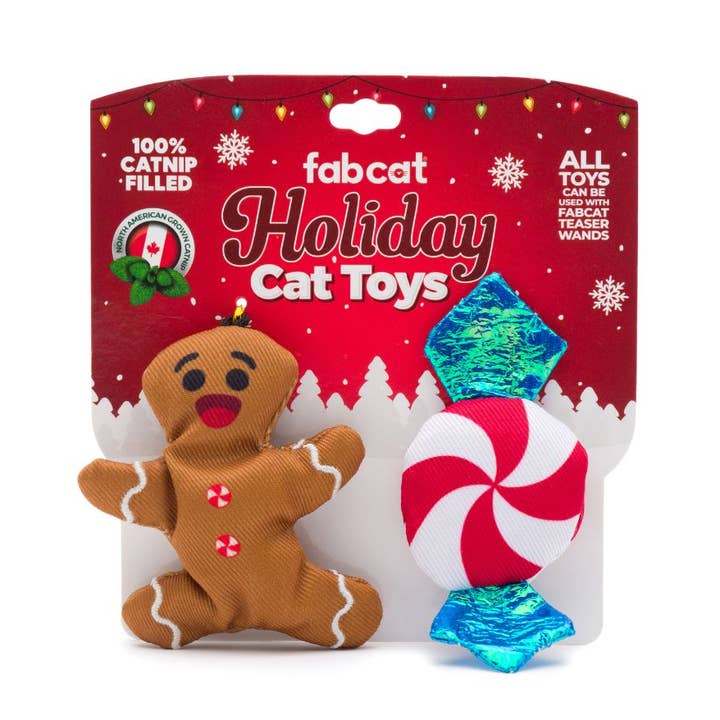 Gingerbread/Peppermint 2-Pack Cat Toy for wholesale by fabdog