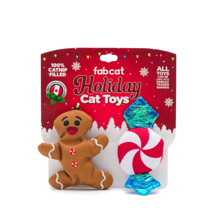 Gingerbread/Peppermint 2-Pack Cat Toy for wholesale by fabdog