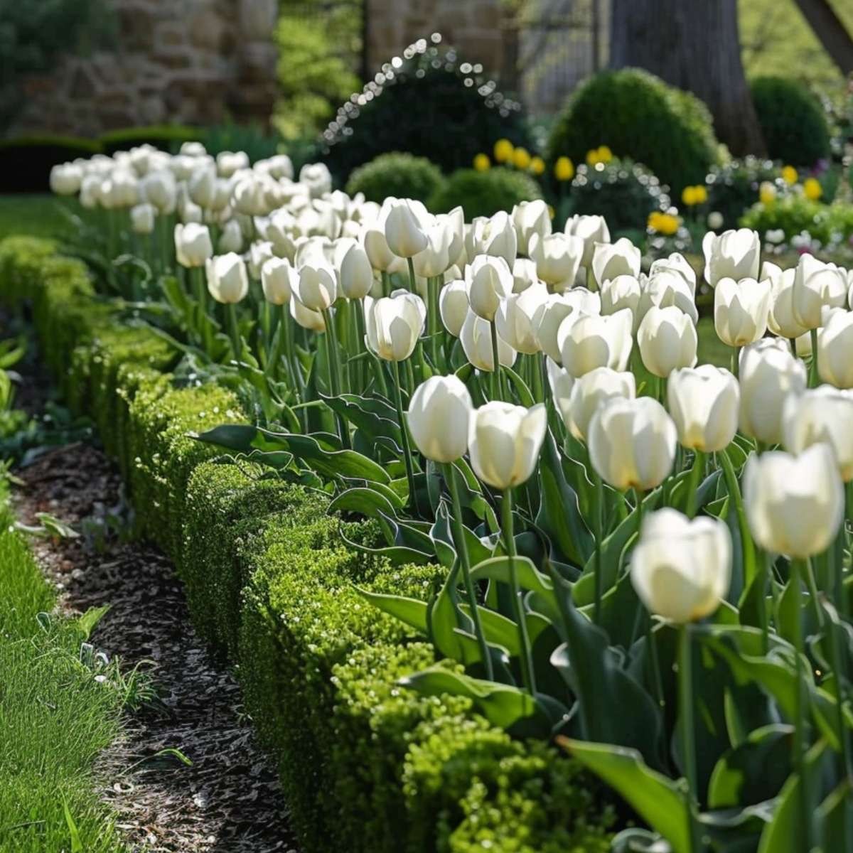 Oasis of Life - Vendita all'ingrosso Piante vive - Bulbi di tulipano – 21 bulbi da fiore – Tulipa 'Northcap' – Tulipani bianchi doppi – Bulbi da fiore per giardino, balcone e terrazza – Fioritura primaverile – Dimensione 11/124