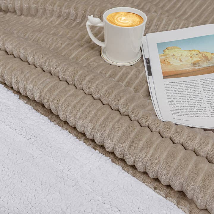 Pavilia - Wholesale Throw Blanket - Ribbed Sherpa Throw Blanket68
