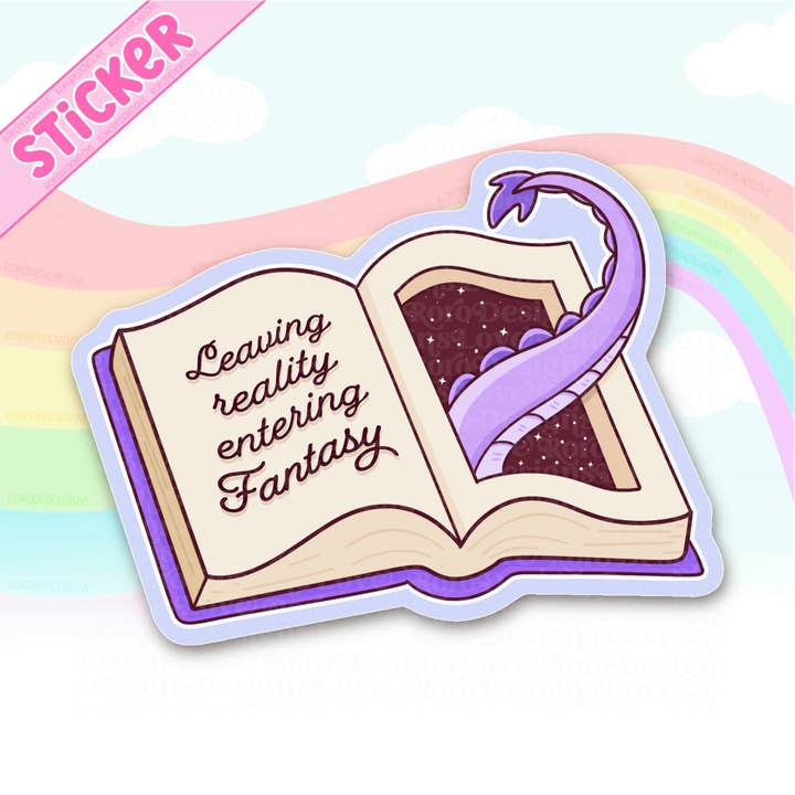 Leaving reality entering fantasy lover sticker for kindle for wholesale by RoroDesignsLove