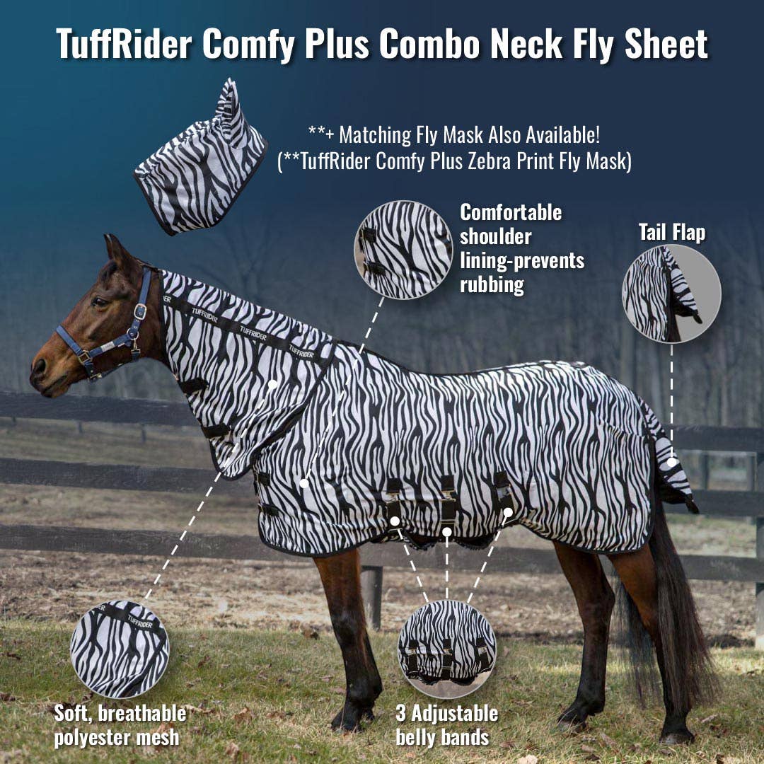 TuffRider Comfy Plus Combo Neck Zebra Print Fly Sheet for wholesale on Faire1