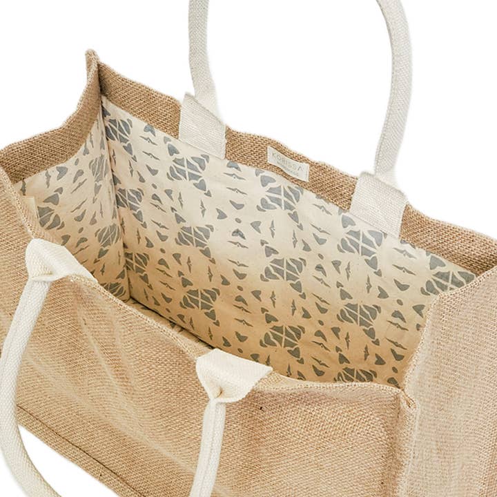 KORISSA - Wholesale Tote Bag - Women's - Handmade Burlap Jute • Canvas Tote •Shopping Bag with Pompom