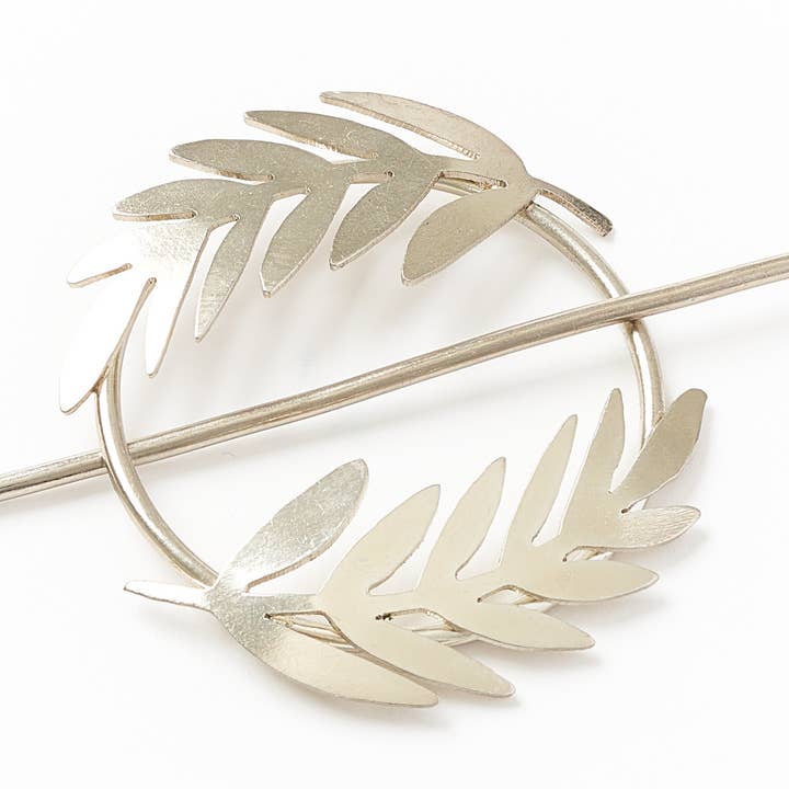 Matr Boomie Fair Trade - Vente Épingles à cheveux - Barrette à cheveux Kavya avec bâton - Silver Fern2