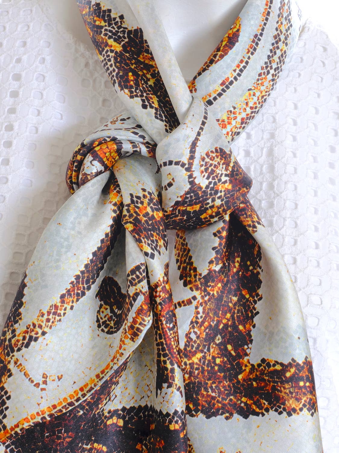 Bluyonda Silk Scarves - Wholesale Scarf – Unisex - Silk Twill Scarf "Ganymede Mosaic" 110cmx110cm2