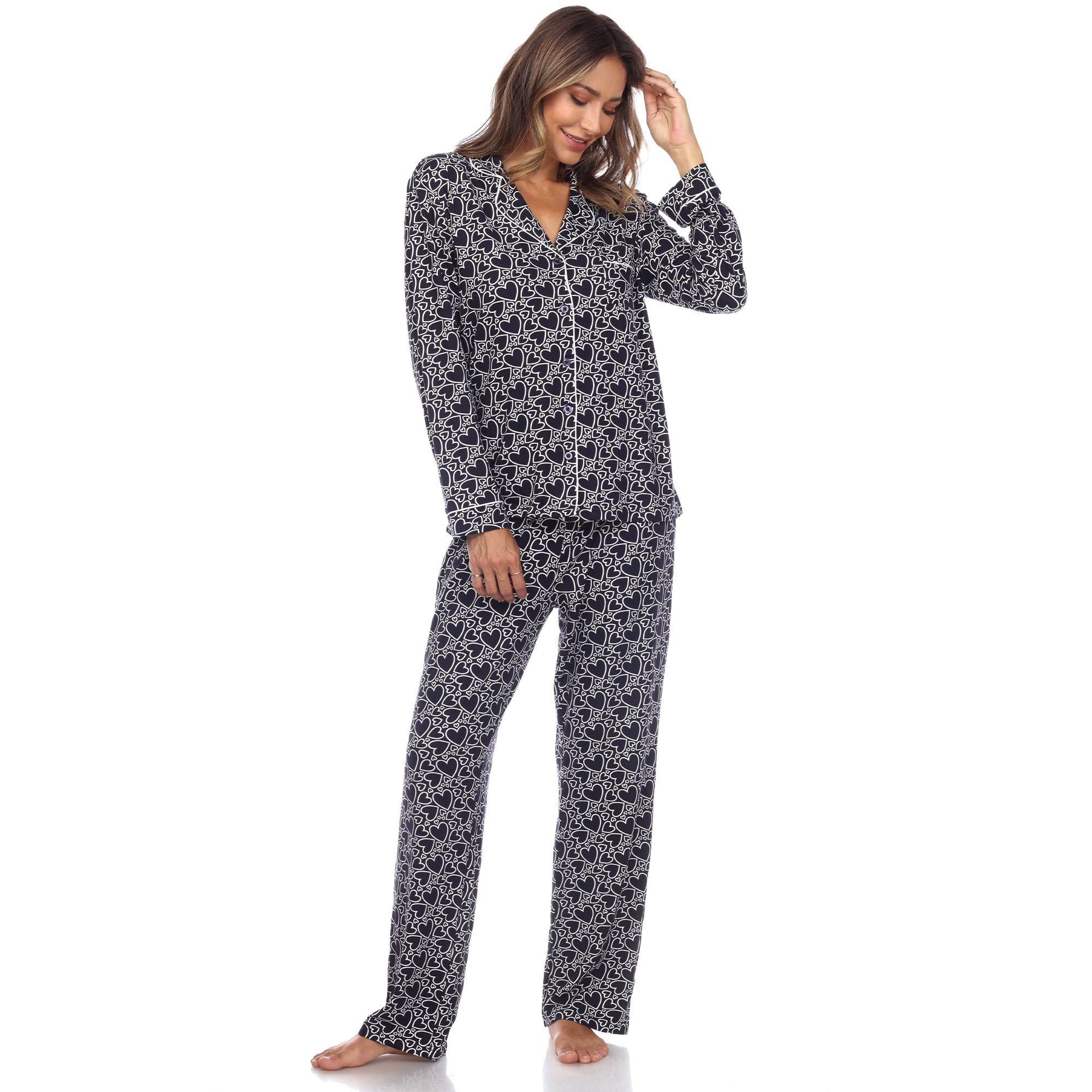 WHITE MARK - Wholesale Pyjamaset - Dames - Pyjamaset met lange mouwen en hartprint voor dames9