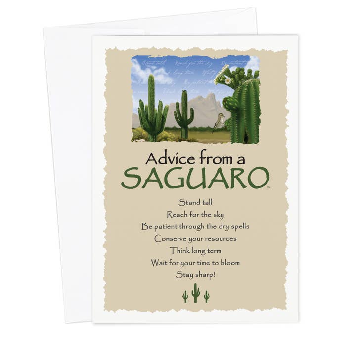 Advice from a Saguaro Greeting Card - Blank for wholesale by Advice for Life by Your True Nature