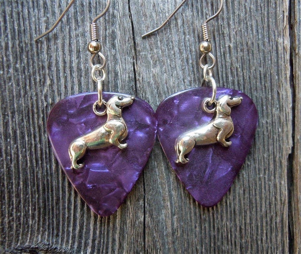 Simply Raevyn - Wholesale Dangle Earrings - Dachshund Charm Guitar Pick Earrings10