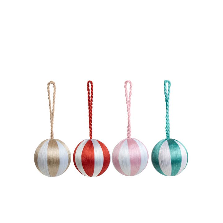 Stripe Baubles S 2" SET/4 - Multi Whites (STOCK) for wholesale by YOD&CO