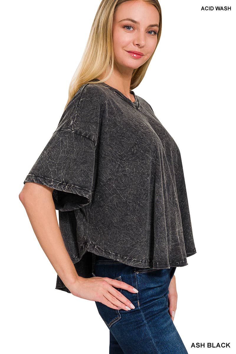 42POPS – wholesale T-shirt – women's – "._ SI-25351 Vintage Washed Short Sleeve Top As shown10