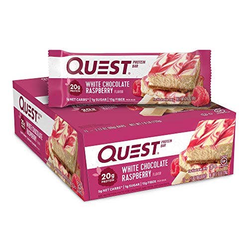 Shop The King - Wholesale Snack Bar - Quest Nutrition Protein Bars White Choclate Raspberry 2.12 oz - 12 ct