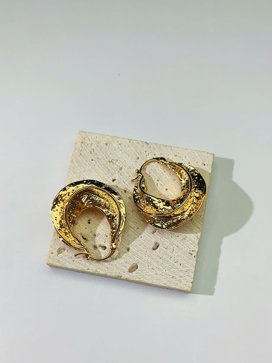 Katinki - Wholesale Hoop Earrings - French Celi-Style Vintage Hammered Hoop Earrings1