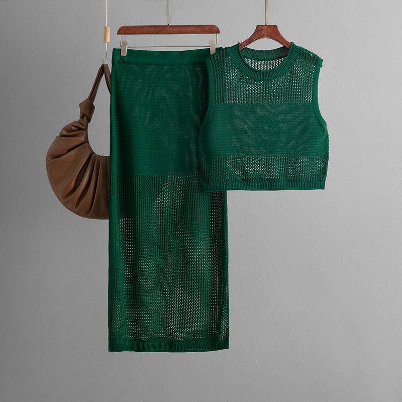 Marayn - Wholesale Top & Skirt Set - Women's - Chic Knitted Tank  Skirt Set Summer Ready8