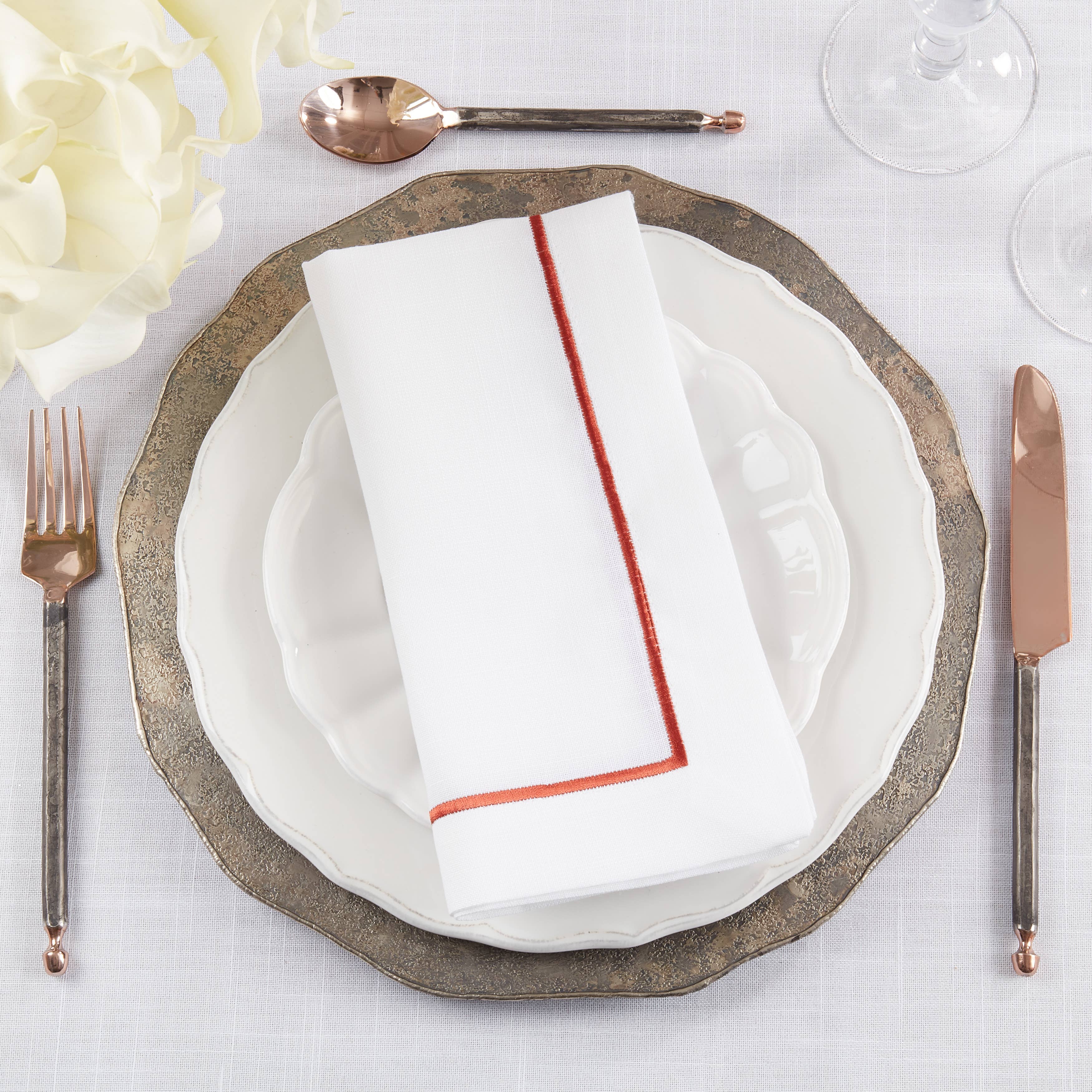 Saro Lifestyle - Wholesale Dinner & Cloth Napkin - Embroidered Line Design Napkin34