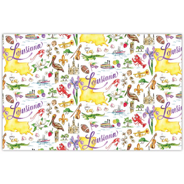 Louisiana Handpainted Icons Pattern Placemat for wholesale by RosanneBeck Collections