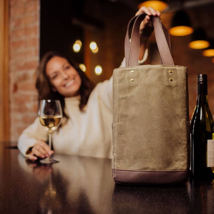 Khaki Green with Beige Accents Indiana Hoosiers 2 Bottle Wine Cooler Bag for wholesale on Faire