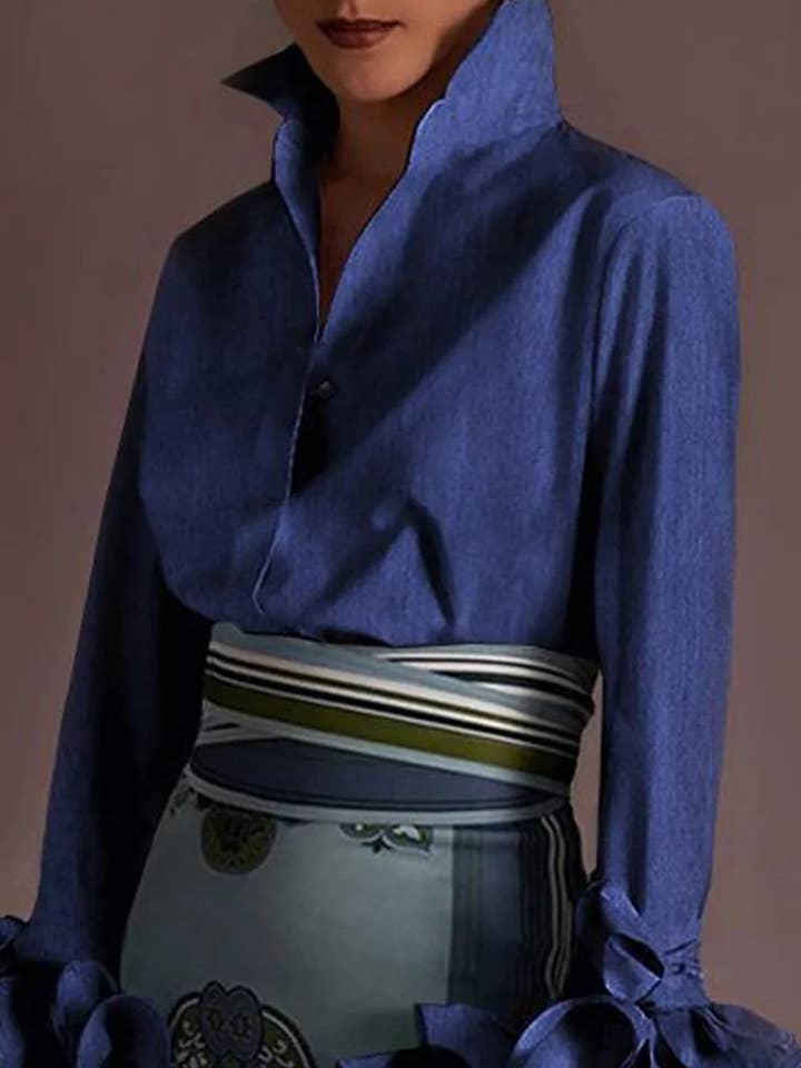 Flarix - Wholesale Blouse - Women's - Ruffled Cuff Statement Blouse – Elegant Three-Color Collecti5