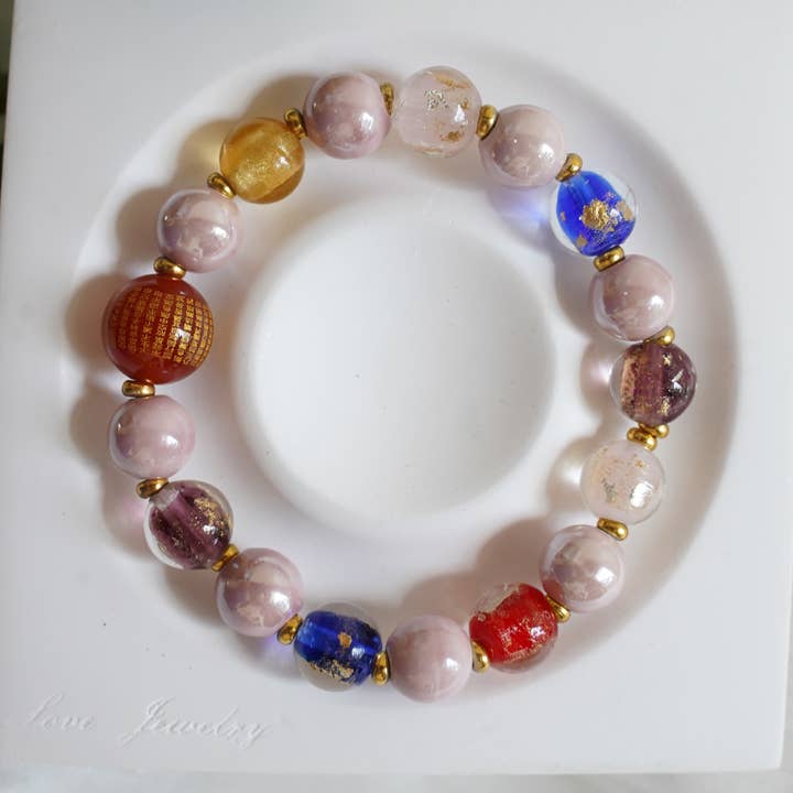 Luna Mosaic Bracelet – Multicolor Glass & Pearl Fusion for wholesale by Auris Space