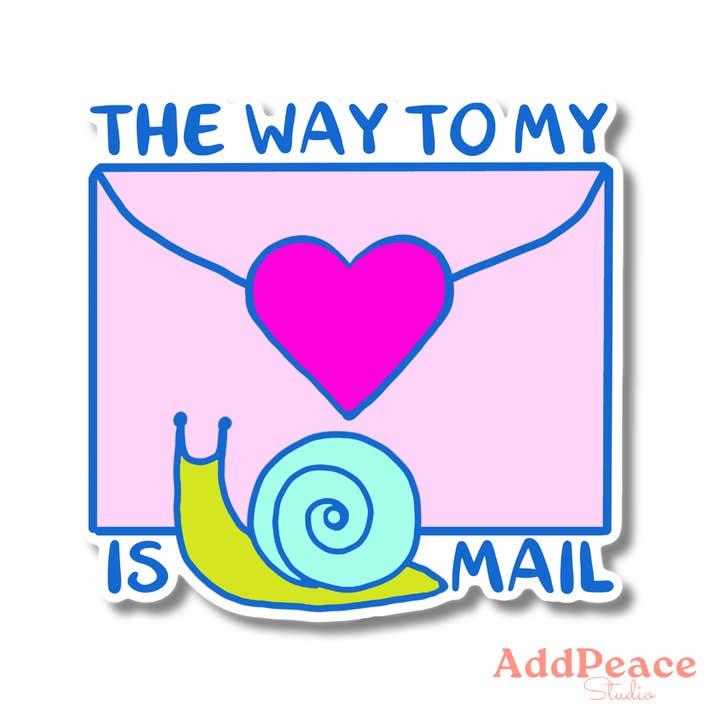 The Way to My Heart is Snail Mail Pen Pal Envelope Sticker for wholesale by AddPeace Studio