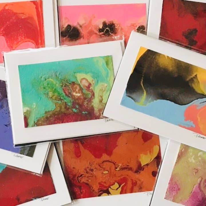 Cartes de notes peintes à la main - Assortiment pour la vente par Red Canvas Gallery