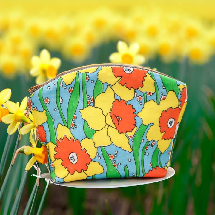 Rejse-kosmetiktaske Sejlklud Vintage påskeliljer (sæt med 6) for engroshandel hos Left Hand Canvas
