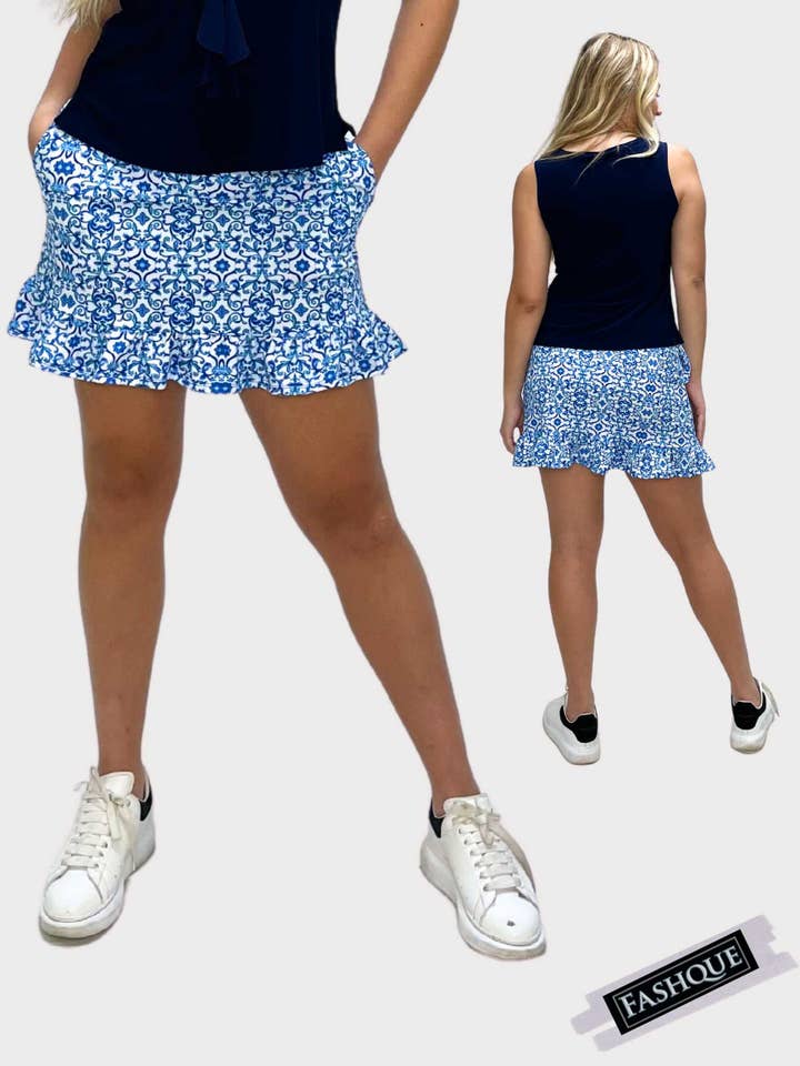 Fashque Designs - Vendita all'ingrosso Gonna pantalone - Donna - Gonna da golf da donna con volant sul fondo e tasche - SK20144