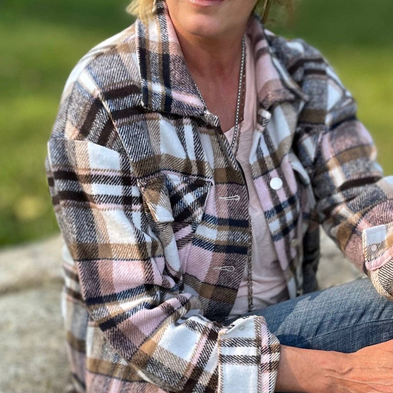 Rosa Camisa de franela a cuadros - Rosa de venta al por mayor en Faire6