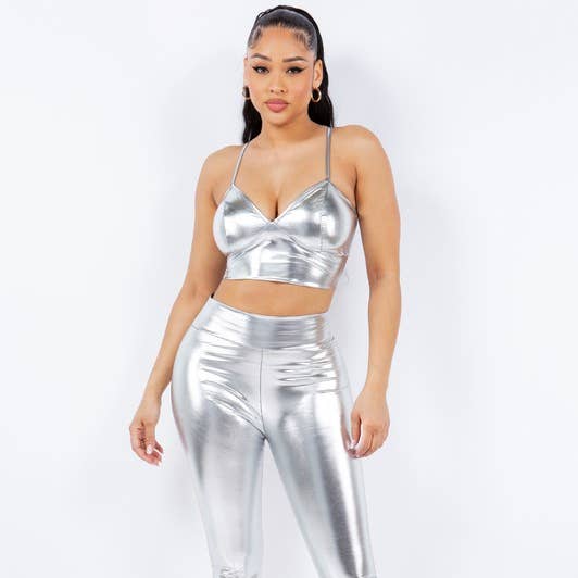 Ensemble Legging Cuir Rehausseur de Fesses, Haut Court pour la vente par D.ROCK