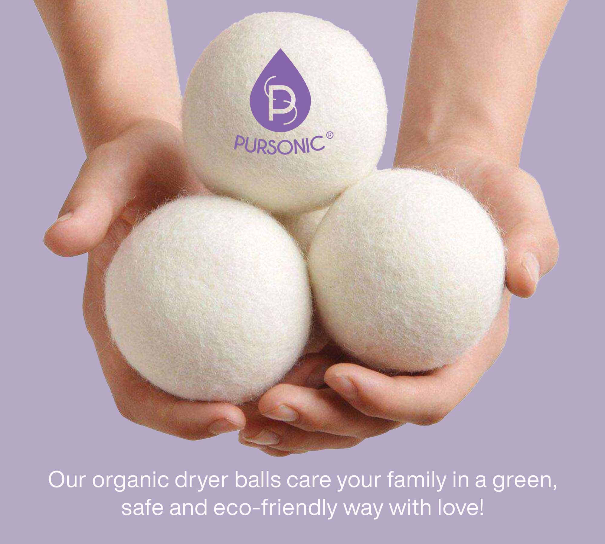Pursonic – wholesale Dryer balls – Wool Dryer Balls Bundle, Includes Lavender & Peppermint Oils4