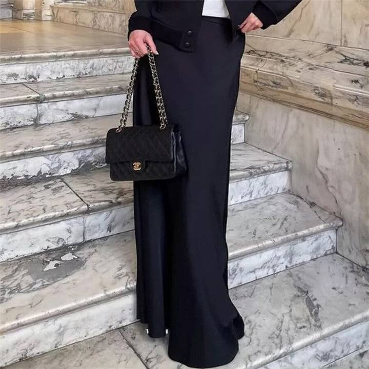 Plush Looks - Wholesale Skirt - Women's - Satin Long High Waist Mermaid Half Skirt2