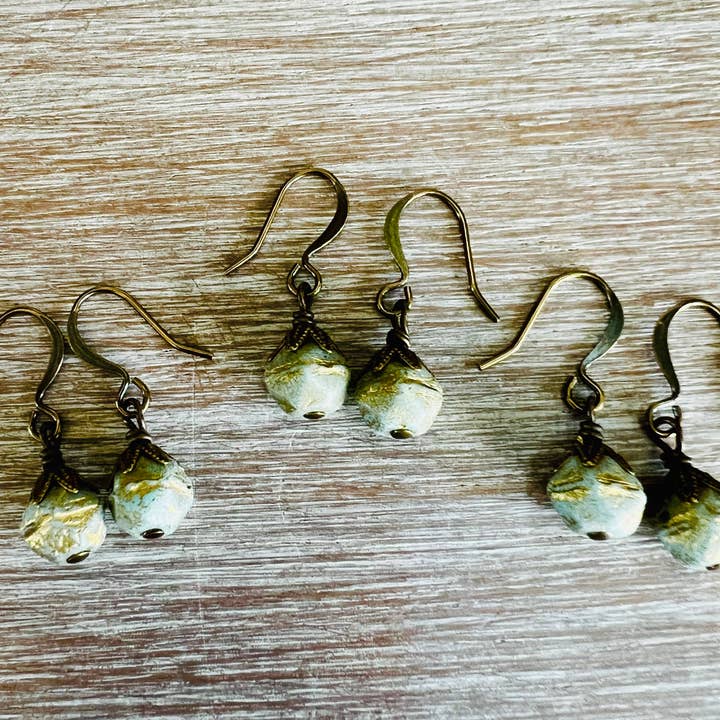 Vintage gröna barock droppörhängen för wholesale av Twist Style