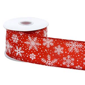 Red with White Christmas Snowflakes Holiday Christmas Gift Premium Wrapping  Paper 15ft