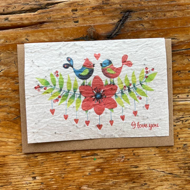“I love you” seeded plant card in English for wholesale by Les cartes de Lulu