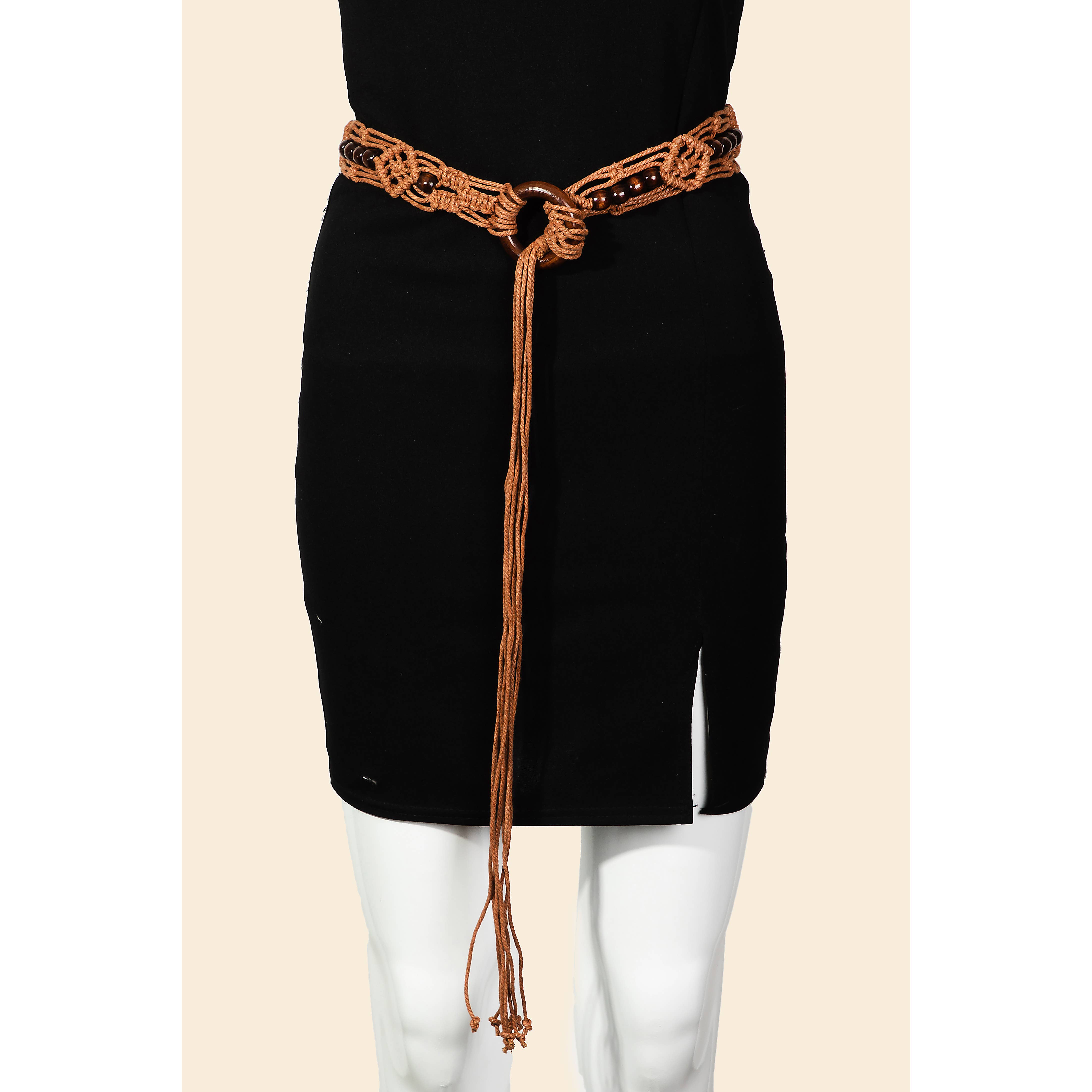 Dress Black Rope Belt With Tassels Fashion Women Braided Tassel